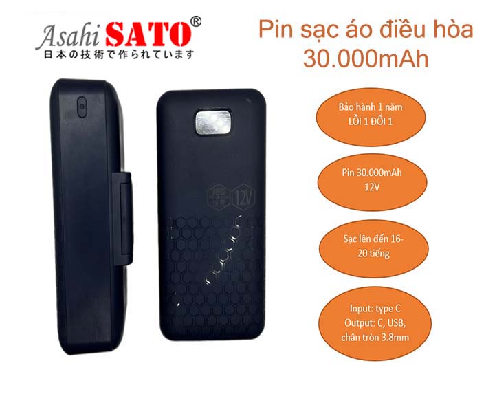 Pin áo quạt AsahiSato 30.000MAH